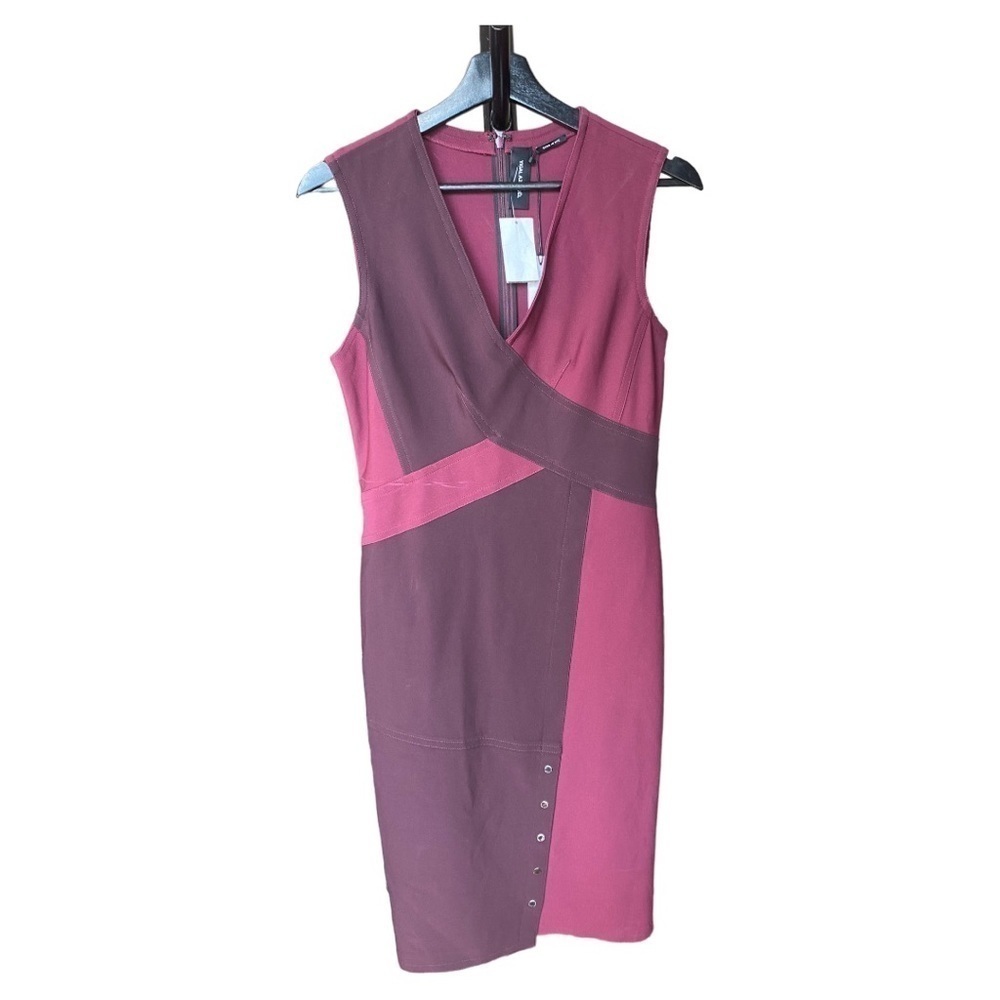 NWT Yigal Azrouël Two-Tone Mechanical Stretch Dress - Picture 3 of 7